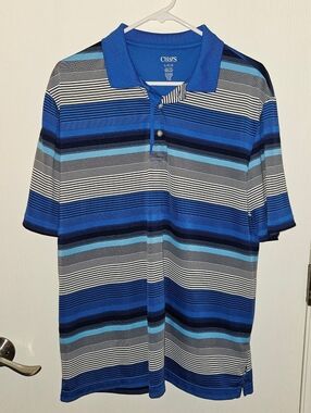 Chaps Blue Multi-Striped Men’s Polo